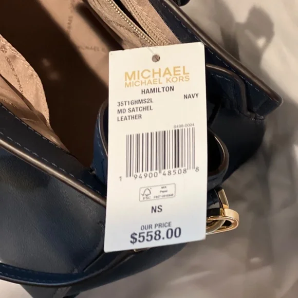 MICHAEL KORS HAMILTON MED SATCHEL- NAVY - Picture 14 of 15